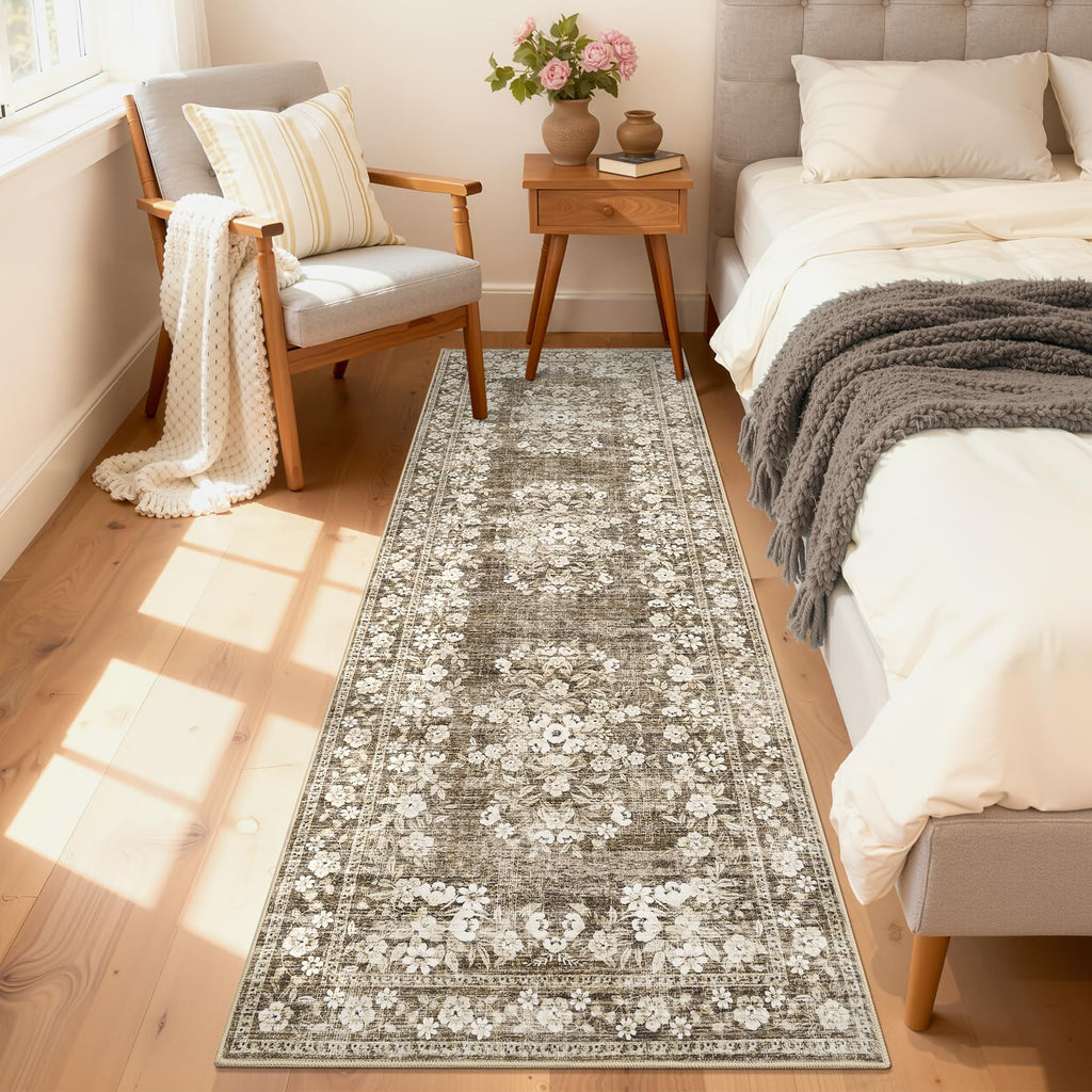 Runner Rug for Porch Vintage Distressed Throw Carpet