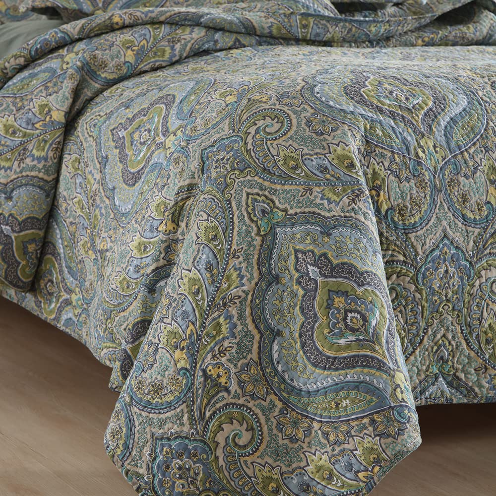 Bedspread Quilt Sets, 3 Pieces Reversible Comforter Coverlet Sets, Classical Damask Paisley