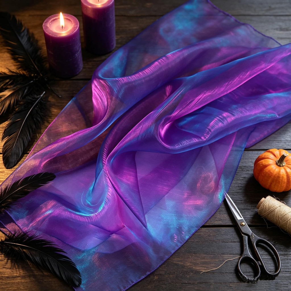 Two Tone Sheer Organza Fabric by the Yard for Curtain Weddings Decor 5 Yards, Iridescent Purple
