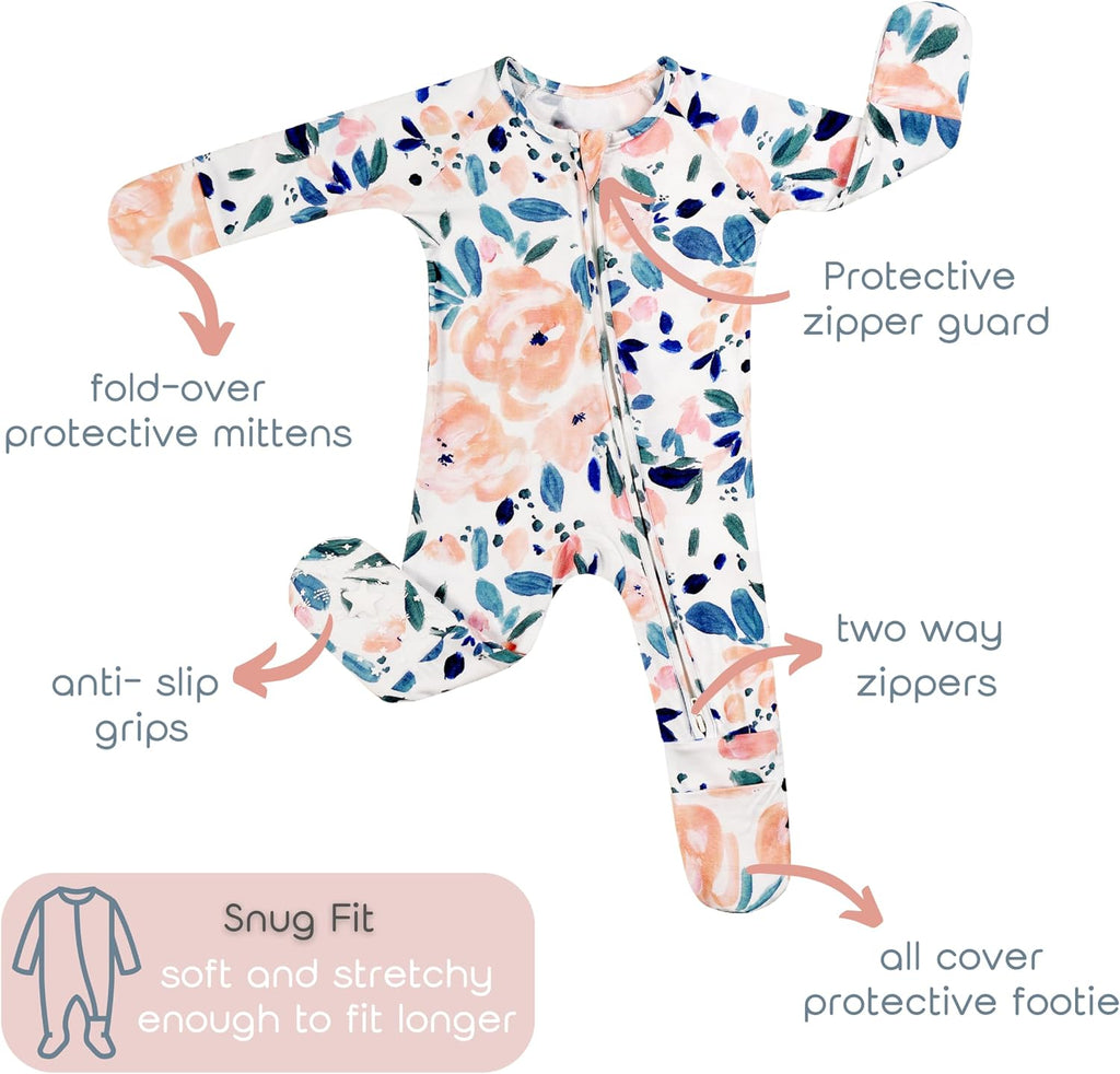 Footie Pajamas 2 Packs Viscose from Bamboo Sleepers