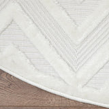Home Versatile Ivory White 8' x Round Area Rug - Easy Clean, Non Shedding, Bed Room, Living Room, Di