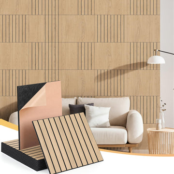 21 Pcs Peel and Stick Wall Panels 3D Wood Slat Oak Wood Fluted