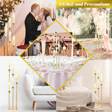 Tessco 4 Pcs 6 Arm Wedding Gold Candelabra Table Centerpiece 46.5" Floor Candle Holder Metal Tall Candlestick Acrylic