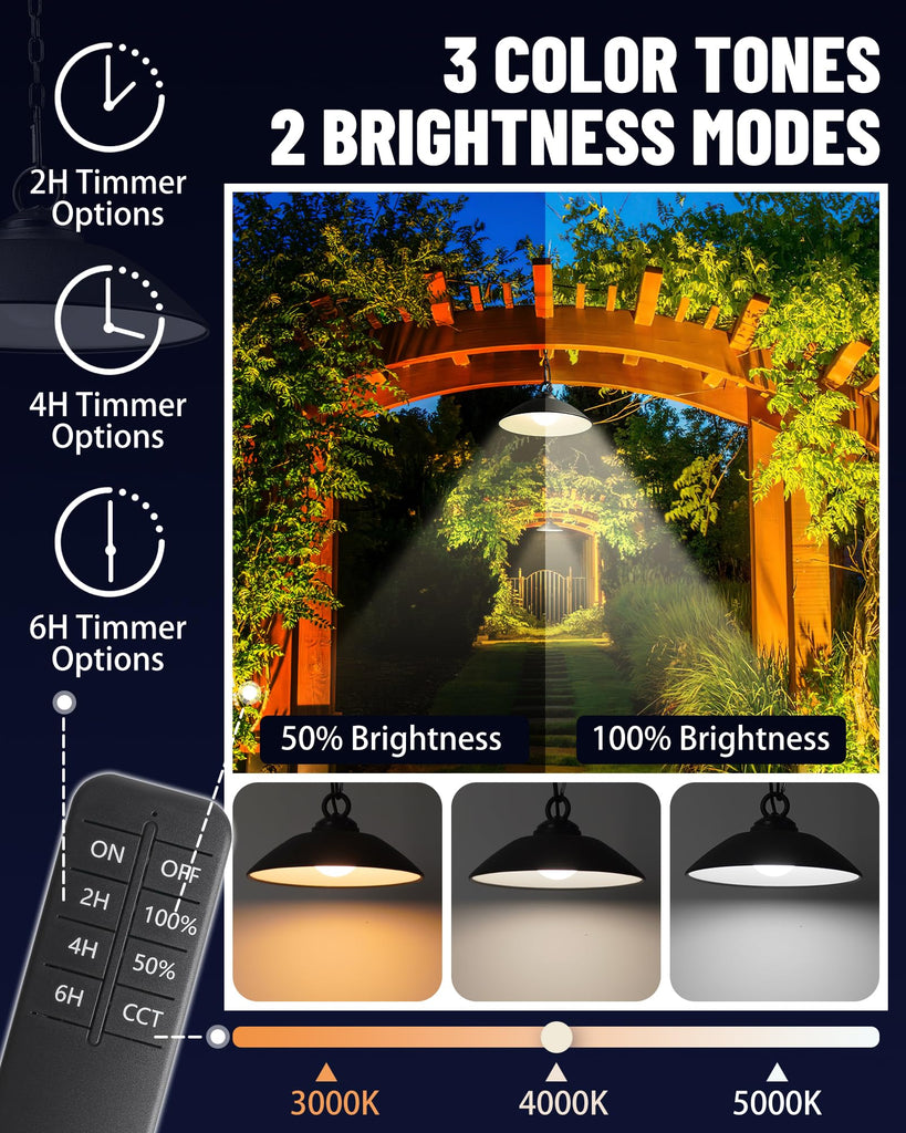 Solar Pendant Lights with Remote Control, 8 Inch, 1 Pack