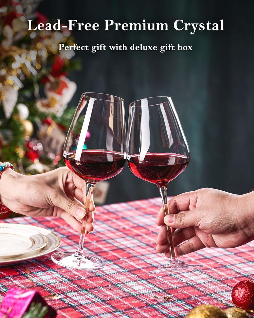 Hand Blown Bordeaux Wine Glasses - Set of 6-18 Ounce - Great Gift Packaging - Red Wine Glasses Lead-Free Premium Glass