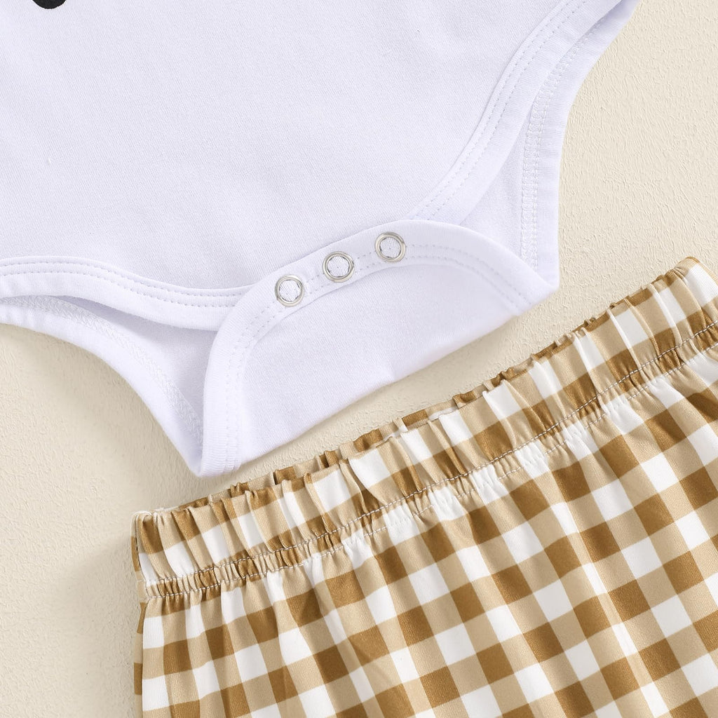 Newborn Infant Baby Boy Outfit Little Brother Romper Infant Letter Print Dinosaur Clothes Drawstring Pants Hat