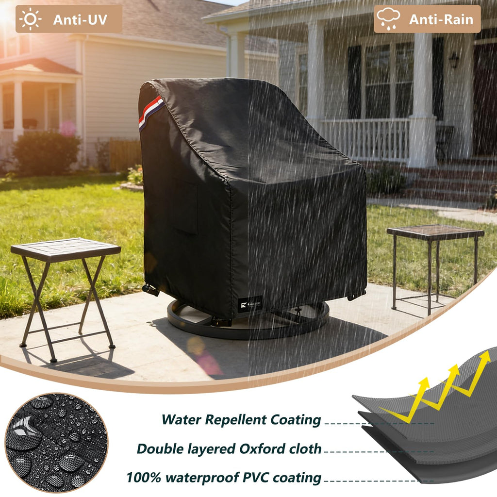 Outdoor Swivel Rocker Chair Cover 2 Pack, Waterproof Rocking Chair Covers, All-Weather Protection Outdoor Lawn Patio