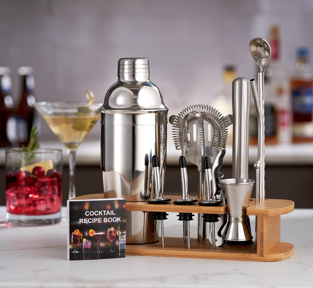 Cocktail Shaker Set - 17 Piece Stainless Steel Mixology Bartender Kit, Drink Martini Shaker, Home Bar Accessories