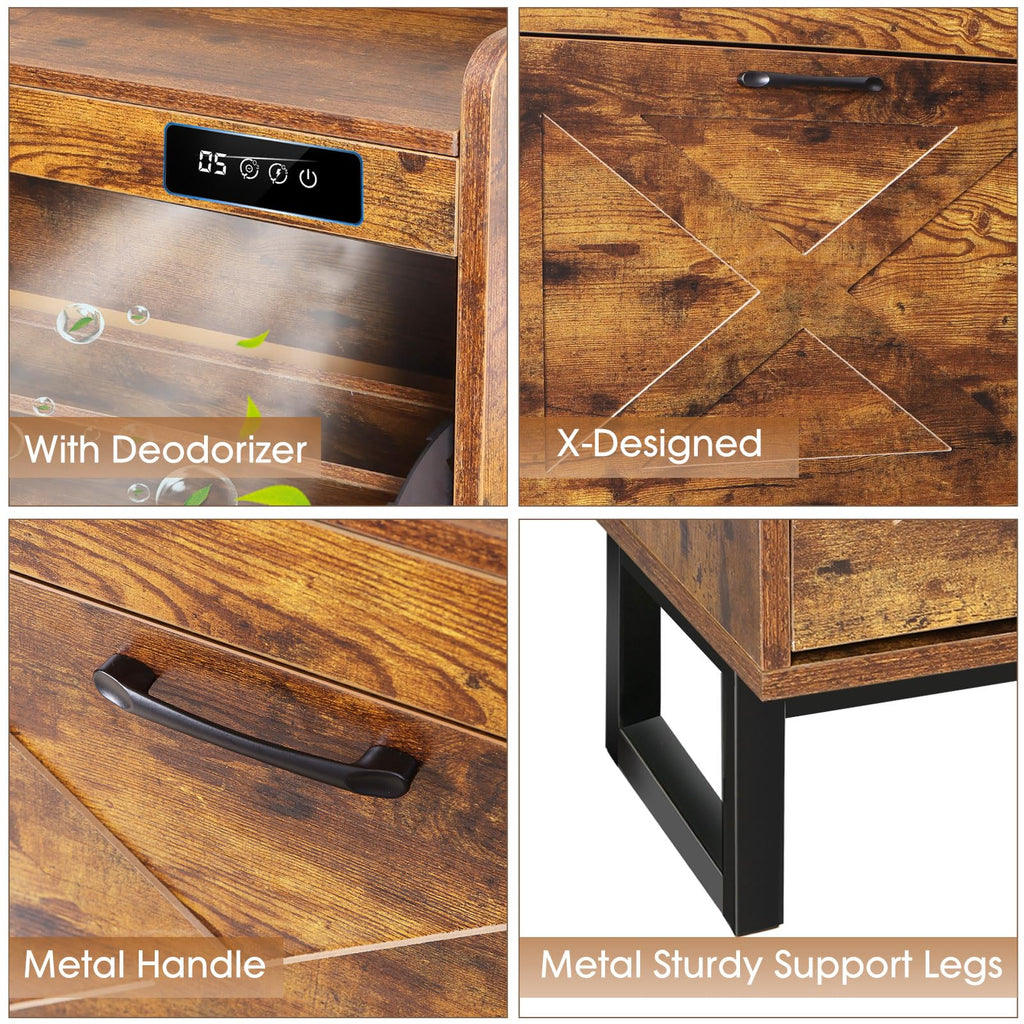 Shoe Cabinet Storage with 3 Flip Drawers & Deodorizer, Freestanding Shoes Organizer Cabinet with Metal Legs