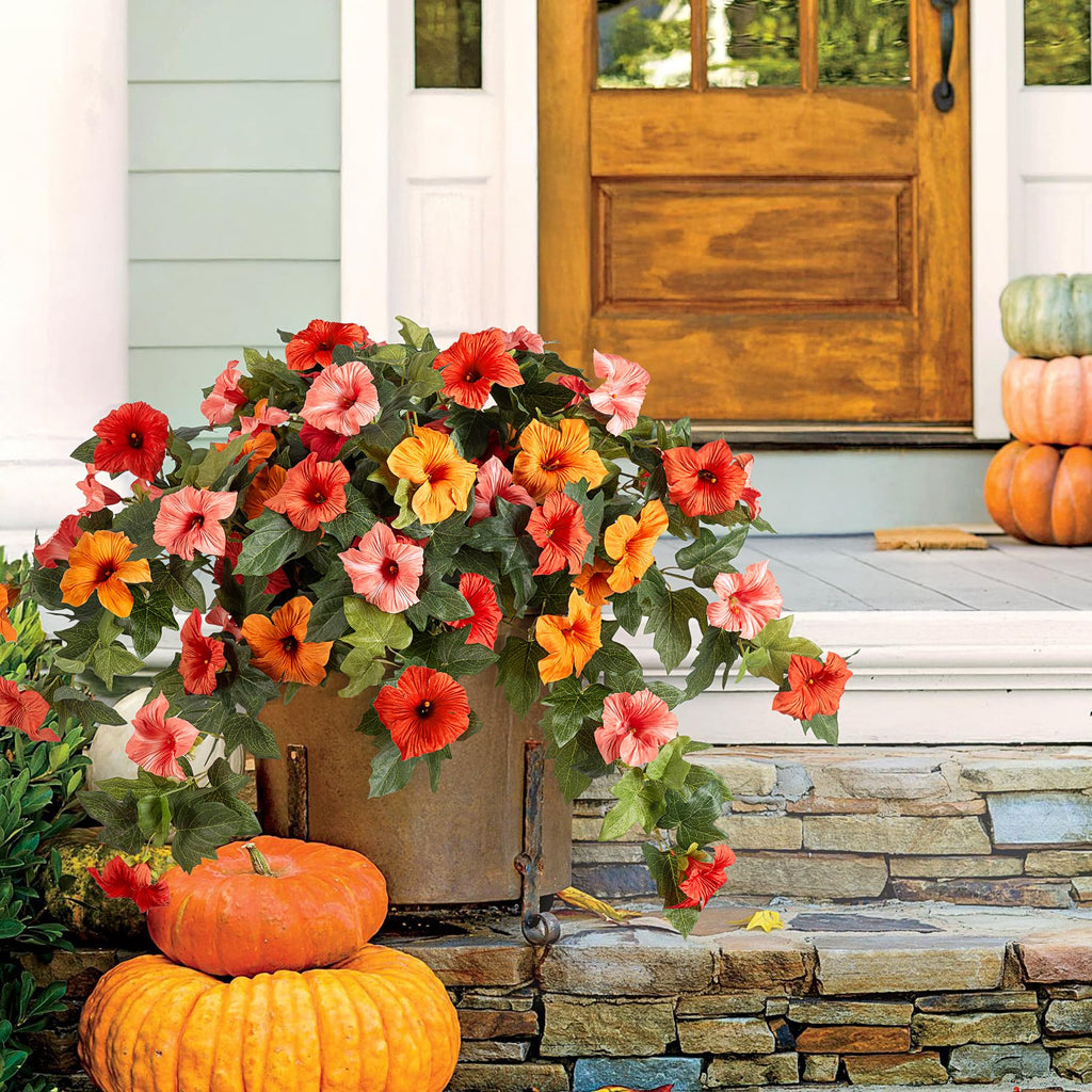 Artificial Petunia Flowers Fake Plants for Outdoor Fall Decor