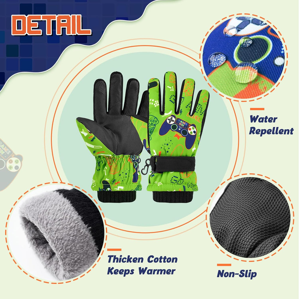Kids Ski Gloves Waterproof Winter Snow Snowboarding Gloves Non Slip Windproof Sport Mittens for Boys Girls Youth