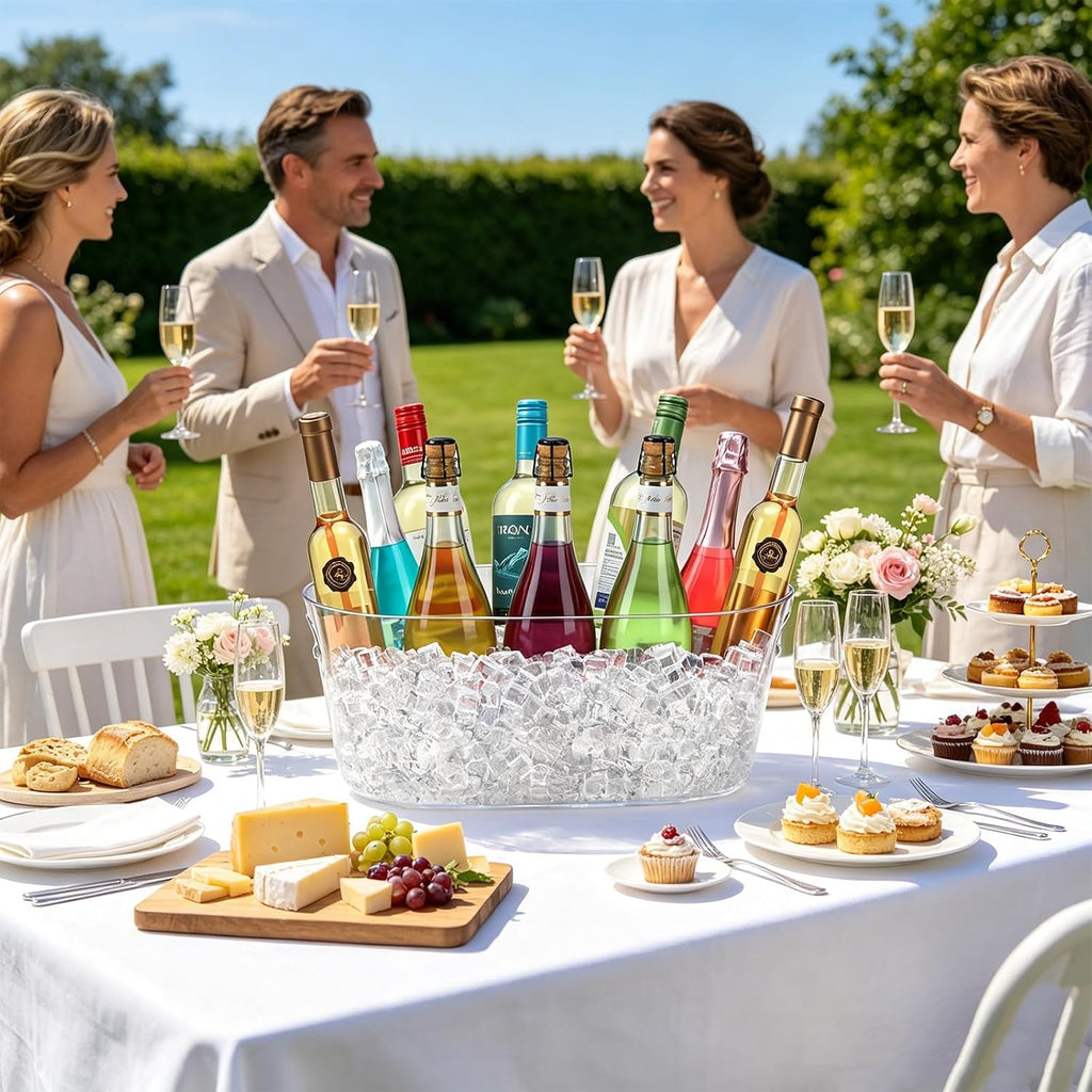 Ice Buckets for Parties, 15L Large Ice Bucket, 4 Gallon Clear Acrylic Champagne Ice Buckets with 2 Scoops - Set of 2