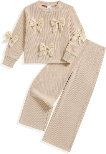 Toddler Girl Clothes 2 Piece Little Girls Bowknot Fall Outfits