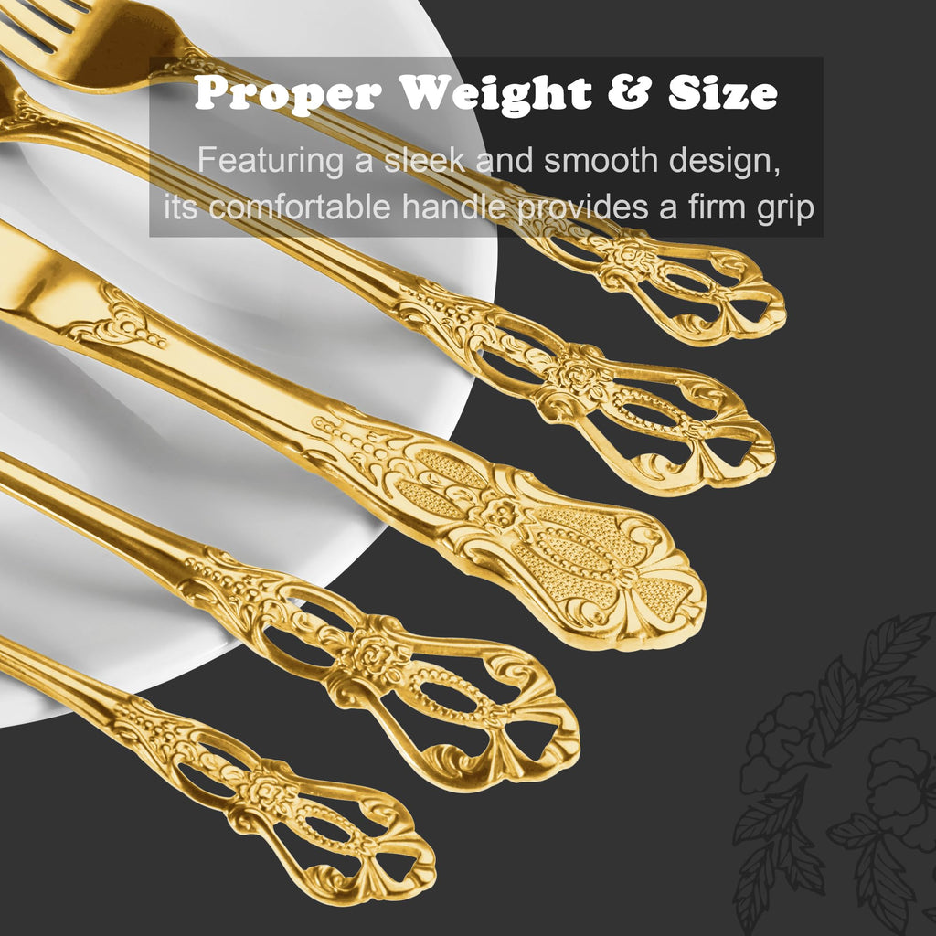 Gorgeous Retro Royal Gold Stainless Steel 20-Piece Flatware Set