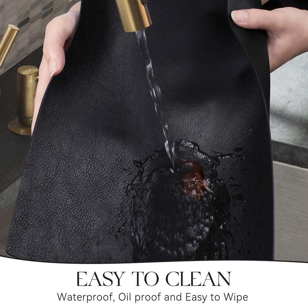 Vinyl Faux Leather Placemats, Set of 6, Black
