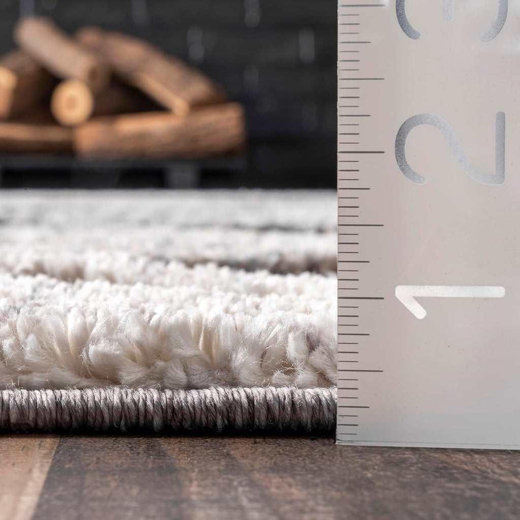Ansley Moroccan Lattice Tassel Area Rug - 7x9 Area Rug Modern/Contemporary Grey/Off-White Rugs Bedroom Dining Room
