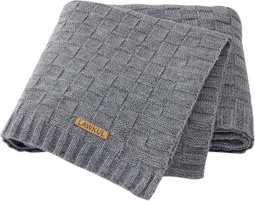 Knit Baby Blanket for Girls Boys - Grey, 30x40 Inch