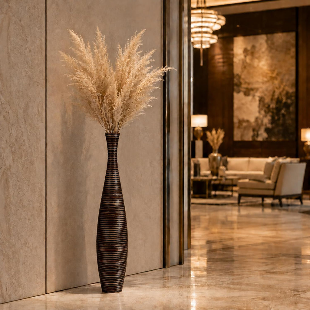 Large Floor Vase 34 inches Mango Wood for Pampas Grass, Dried Flowers