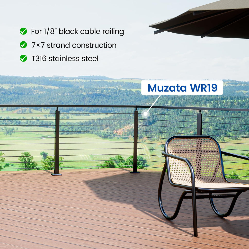 600ft 1/8" Black T316 Stainless Steel Cable Railing Wire Rope WR19