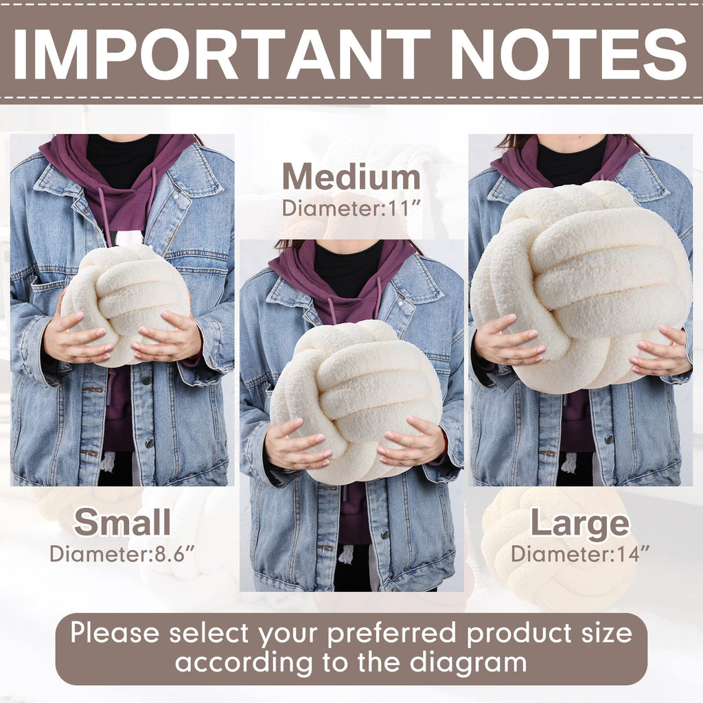 2 Pcs Knot Pillows Home Decorative Round Ball Throw Plush Pillows Boucle Knotted Circle Soft Pillows Cushion for Room