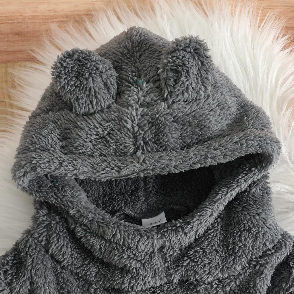 Kid Toddler Boy Clothes Casual Patch Fleece Hoodie Sweatshirt And Jogger Pants Knit Set