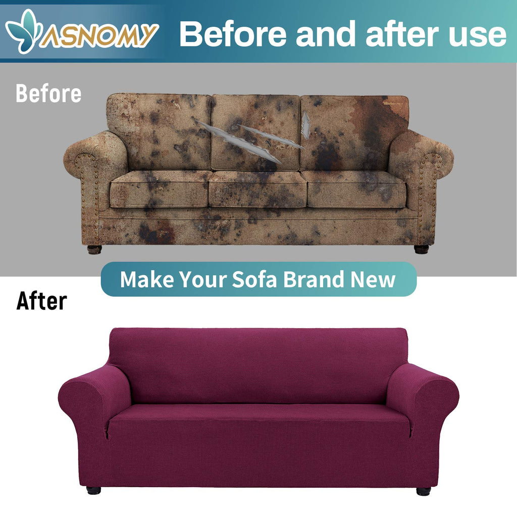 Stretch Oversized Couch Covers for Sofa Slipcover, Wine Red