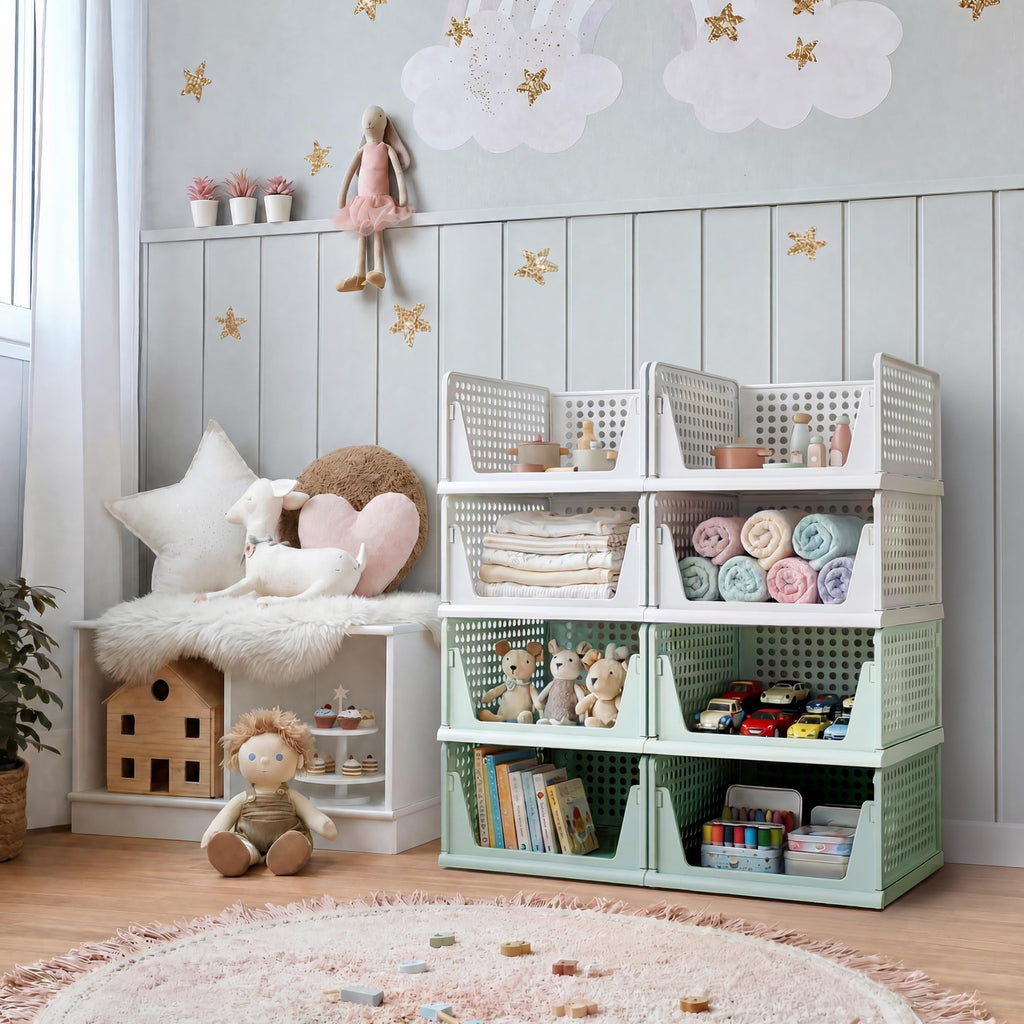 Green Boy Closet Organizers and Storage Stackable Plastic Drawer Basket for Clothing Stackable Storage Bins Shelf
