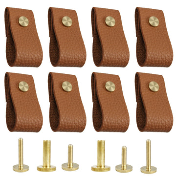 8PCS Leather Drawer Pulls, Modren Leather Pulls Handles, Soft Leather Cabinet Pulls knobs, Leather Furniture Pulls or