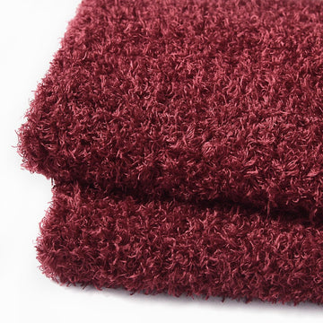 Burgundy Curly Teddy Fleece Faux Fur Fabric, 36" X 59"
