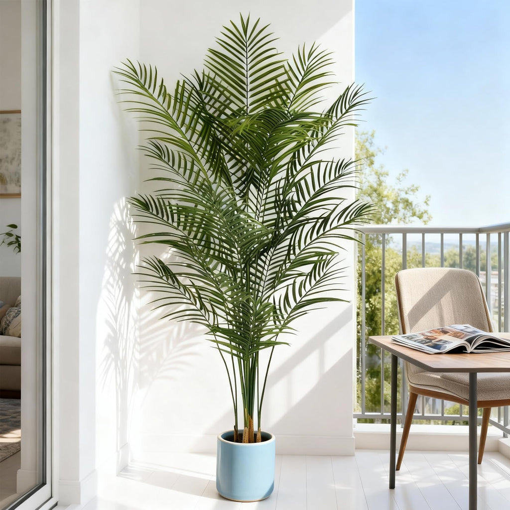 Artificial Areca Palm Plant 7Ft Fake Tropical Palm Tree Perfect Faux Dypsis Lutescens Plants in Pot for Indoor