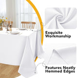 10-Pack White Tablecloths for Rectangle Tables, 60 x 102 Inches, Stain-Resistant Polyester Fabric fo