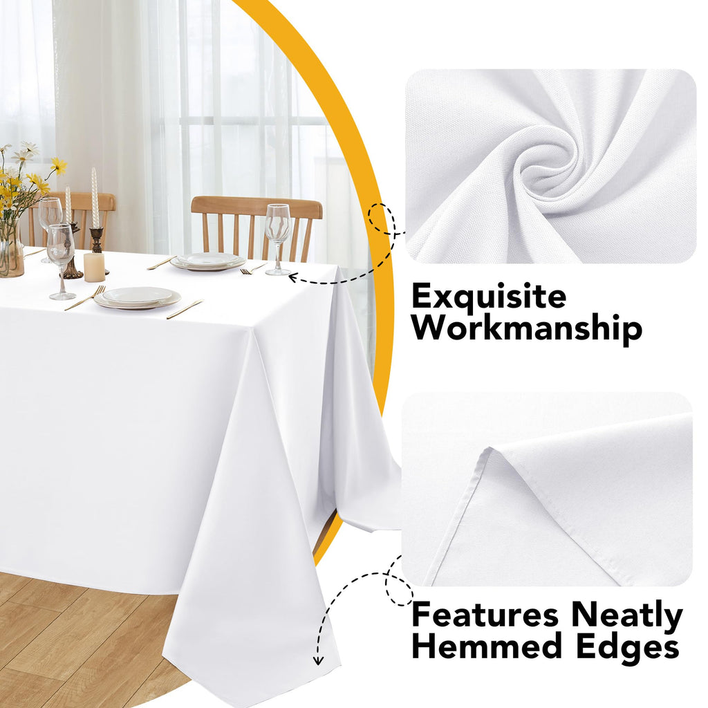 10-Pack White Tablecloths for Rectangle Tables, 60 x 120 Inches