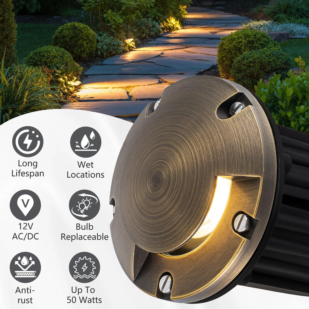 Brass Low Voltage Well Lights Landscape Lighting LED 12V Outdoor In Ground Lights Landscape Lights for Deck