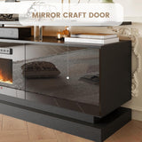 70 Inch Fireplace TV Stand with Electric Fireplace, Modern Entertainment Center with Storage Cabinets for TVs up to 80 Inch