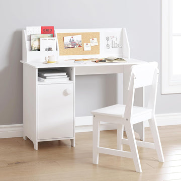 Wooden Kids Desk and Chair Set with Hutch and Storage for Ages 3-8