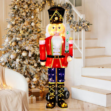5 FT Christmas Lighted Nutcracker Holding Glitter Sword Decoration