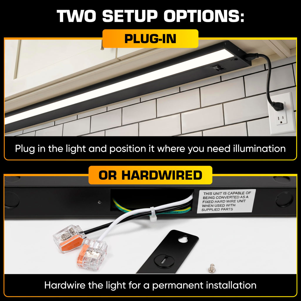 LED Under Cabinet Lighting Hardwired - 40 Inch Black