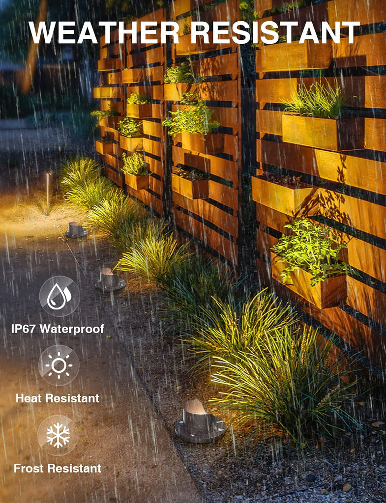 12W 3000K LED Low Voltage Landscape Well Lights, Shield Top