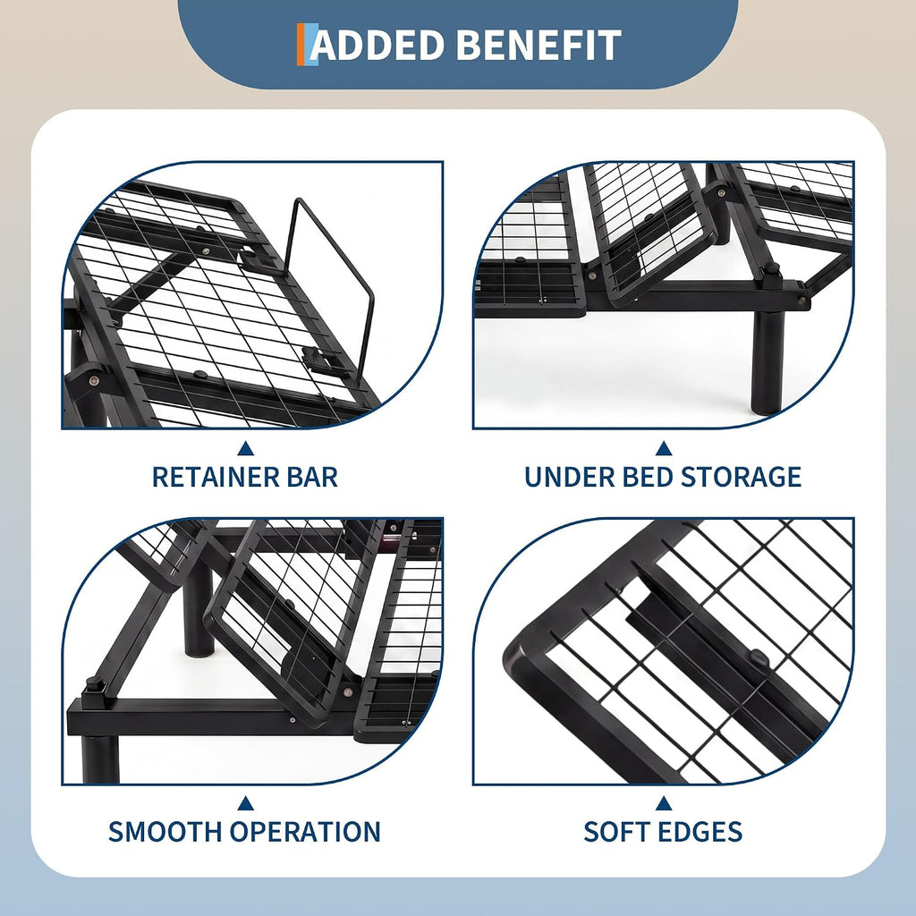 Electric Adjustable Bed Frame with Remote, Head & Foot Incline Base, Queen