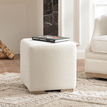 18.5" Wide Modern Square Boucle Ottoman