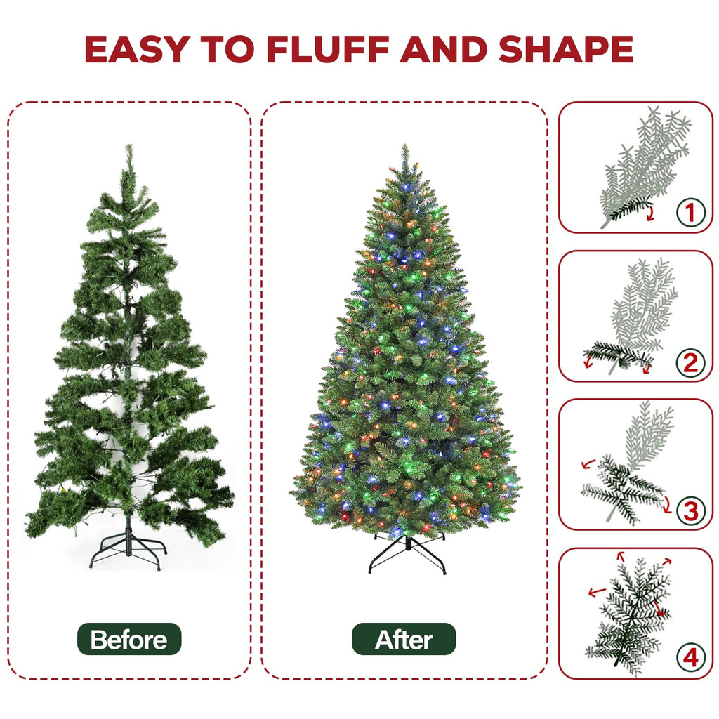 7.5ft Artificial Prelit Christmas Tree with 450 Multicolor LEDs