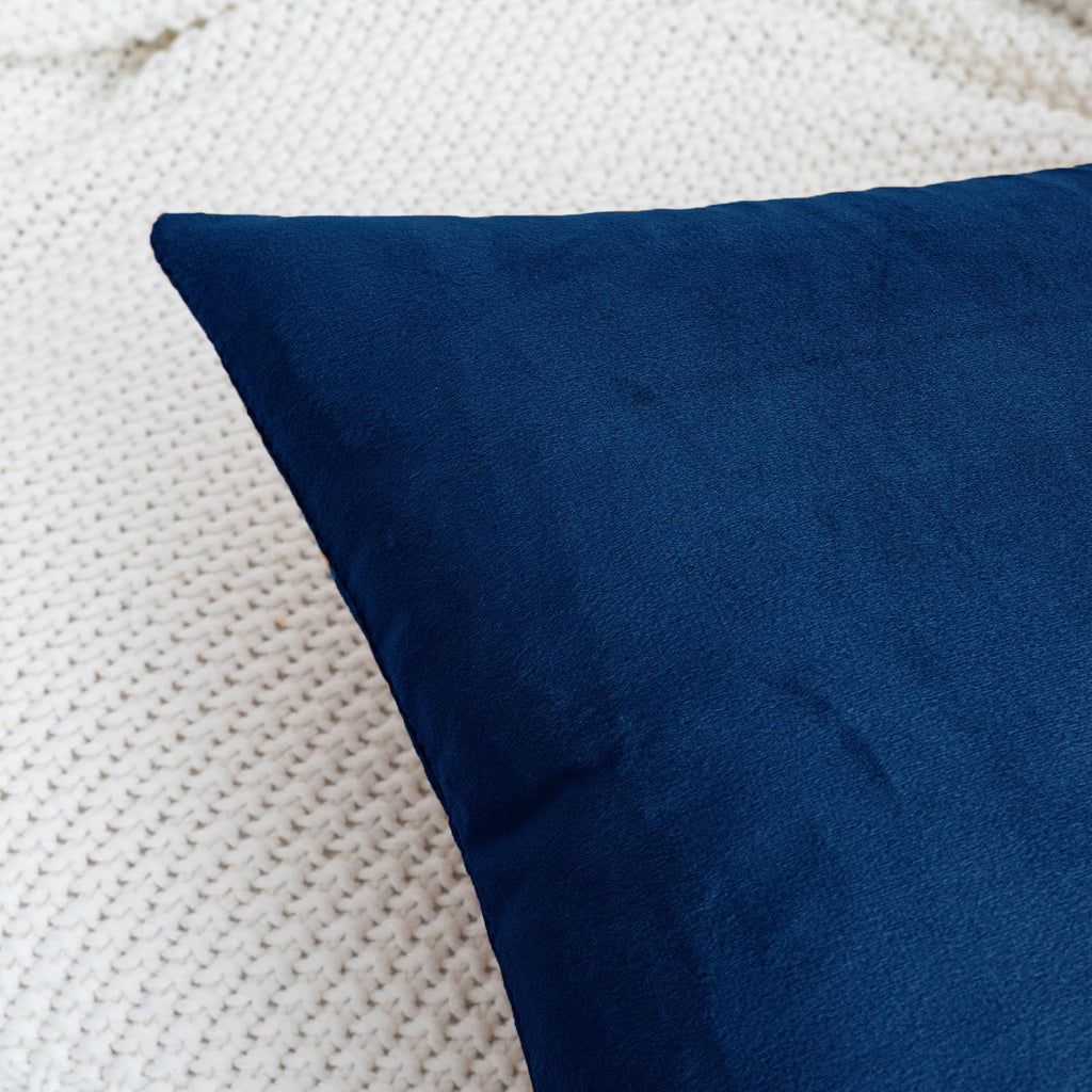 Navy Blue Throw Pillow Covers Velvet 12x20 Inch Pack of 2