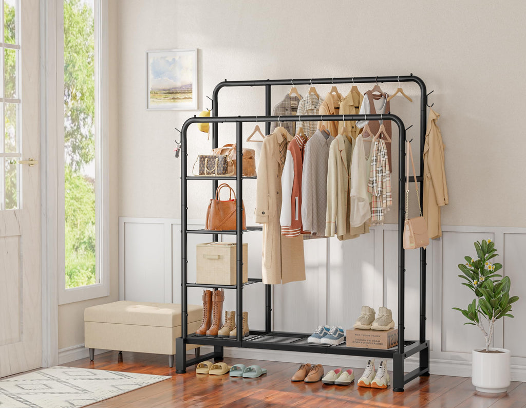 Double Rods Clothes Rack Clothing Rack, Clothes Rack for Hanging Clothes