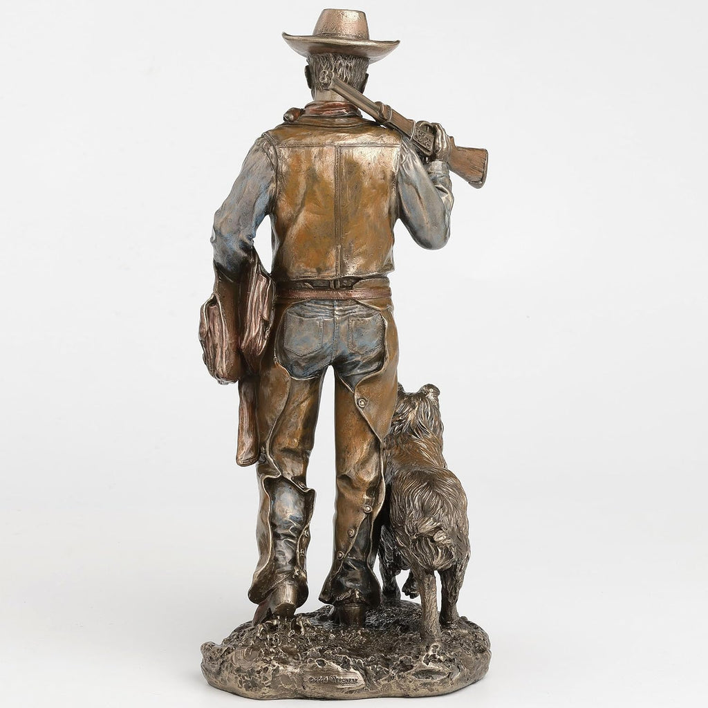11 1/2 Inch Frontier Companions Cowboy with Dog Cold Cast Resin Bronze Finish Sculpture