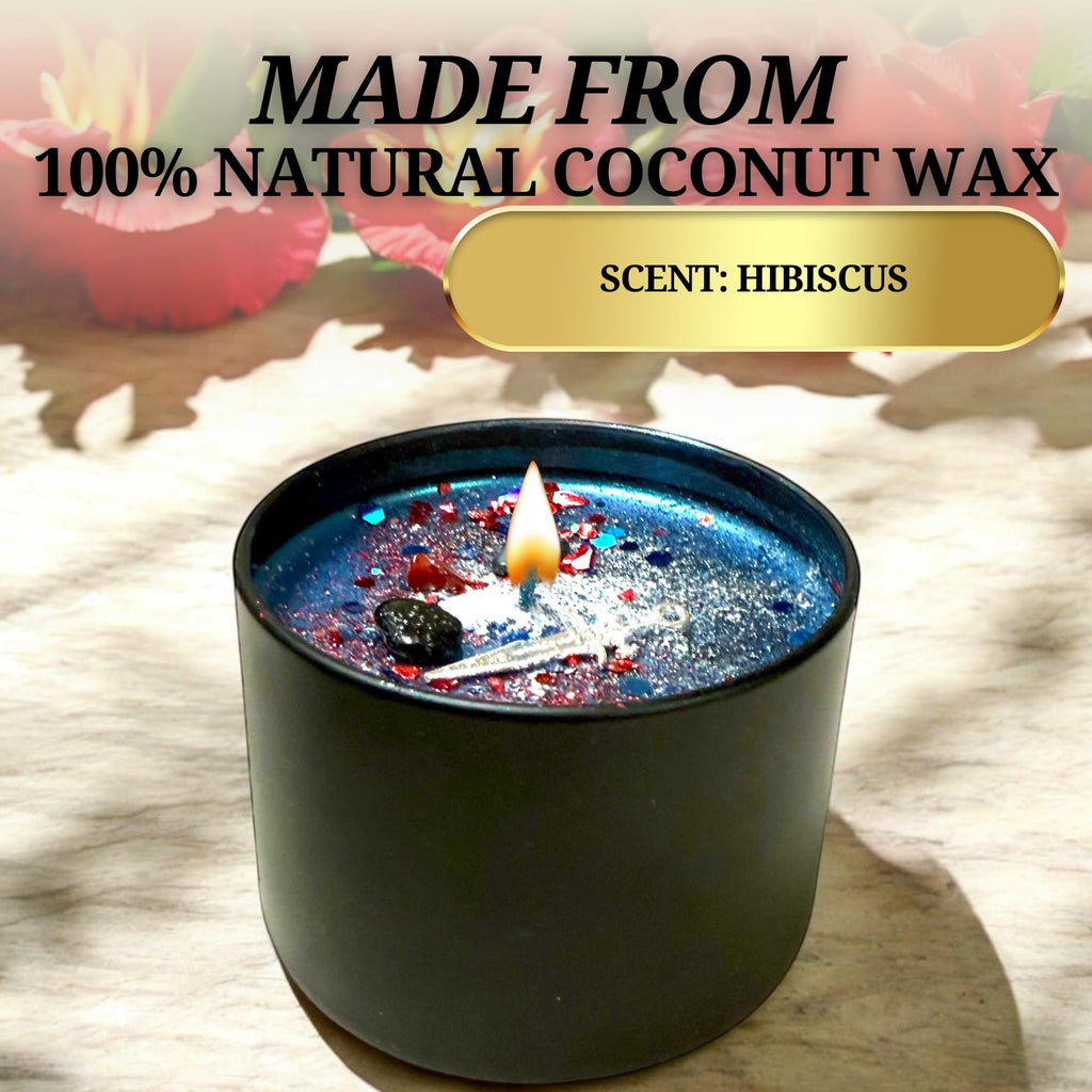Kali Hindu Goddess Crystal Candle | Kali Spell Candle - Remove Obstacles, Destroy The Old, Personal Growth, Rebirth &