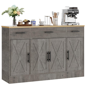 53.4" Buffet Cabinet, Kitchen Storage Sideboard, Gray
