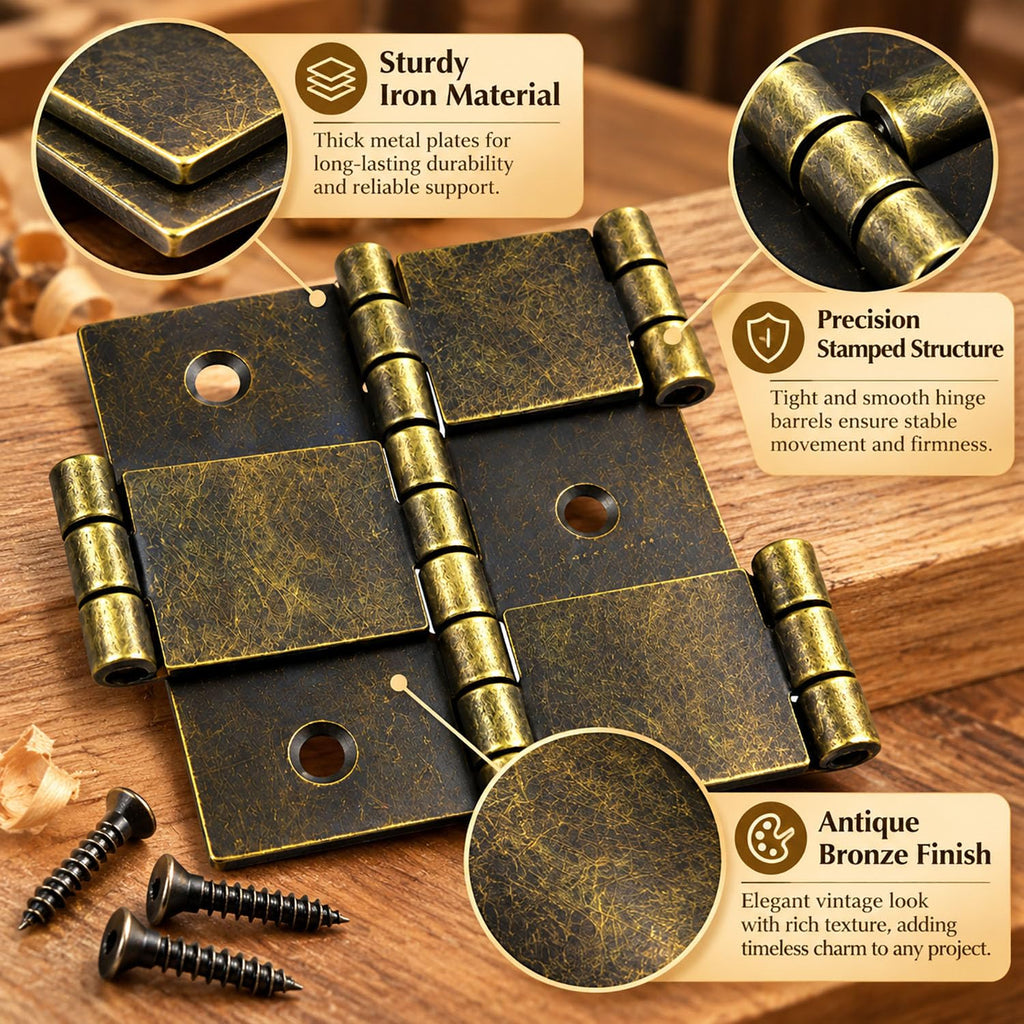 Lovelysp 2PCS Antique Bronze 3-Inch Double Acting Screen Hinge with Screws