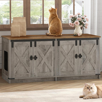 Cat Litter Box Enclosure for 2 Cats, Hidden Litter Box Furniture