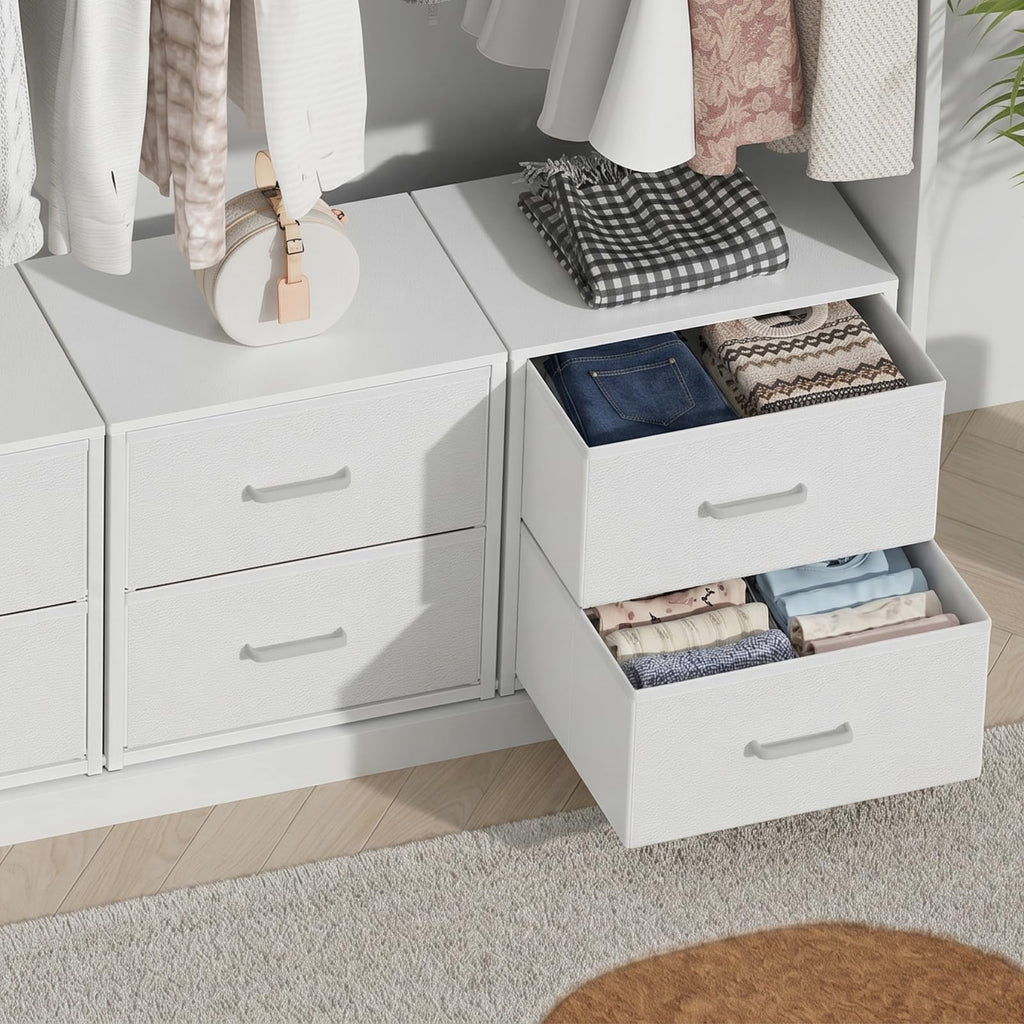 Stackable Storage Drawers, Closet Drawers, White