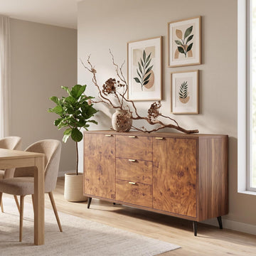 Buffet Cabinet with Drawers and Storage, 51.2 in Large Sideboard Buffet Credenza Storage Cabinet with Shelves and